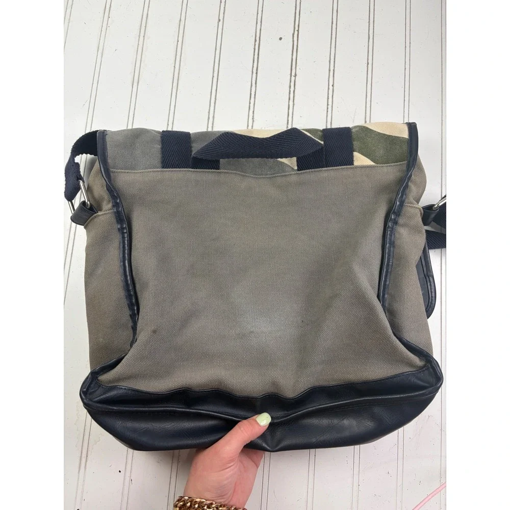 Ben Sherman Canvas Green Gray Crossbody Laptop School Messenger Bag